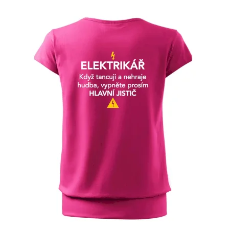 Elektrikář - hlavní jistič - Nápis na zádech