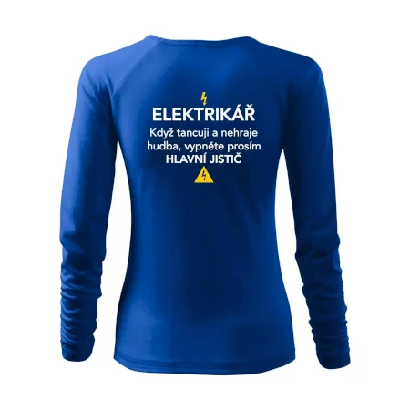 Elektrikář - hlavní jistič - Nápis na zádech