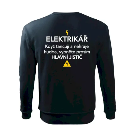 Elektrikář - hlavní jistič - Nápis na zádech
