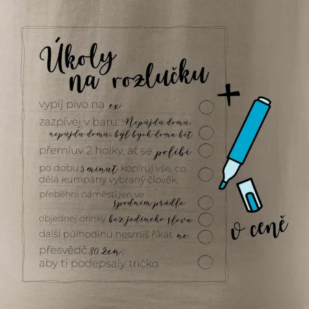 Triko na rozlučku s úkoly pro ženicha - lineární