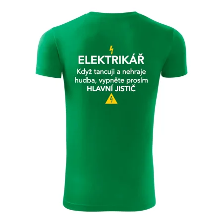 Elektrikář - hlavní jistič - Nápis na zádech