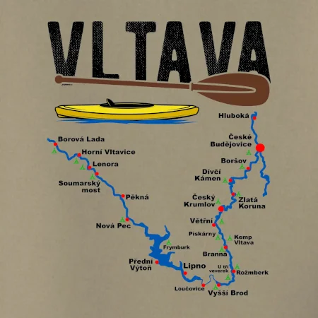 Mapa řeky Vltavy