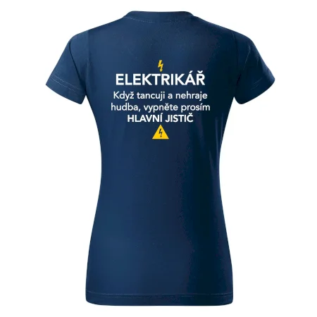 Elektrikář - hlavní jistič - Nápis na zádech