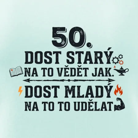 50 - dost starý na to vědět jak  - modrý nápis