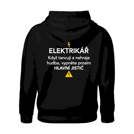 Elektrikář - hlavní jistič - Nápis na zádech