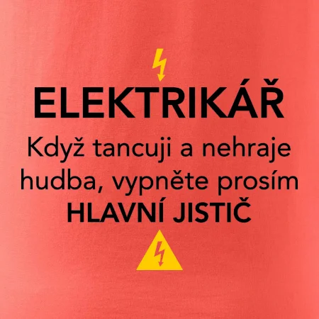 Elektrikář - hlavní jistič - Nápis na zádech