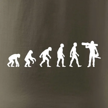 Evoluce dřevorubec - pila a kmen