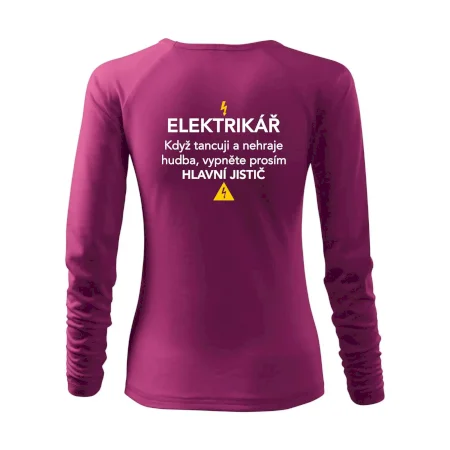 Elektrikář - hlavní jistič - Nápis na zádech