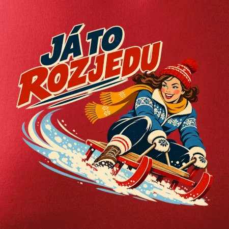 Rodinná vánoční trička - Já to rozjedu máma sáňkování