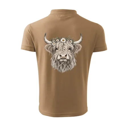 Highlandská kráva s květinami