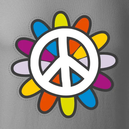 Peace symbol s kreslenou květinou