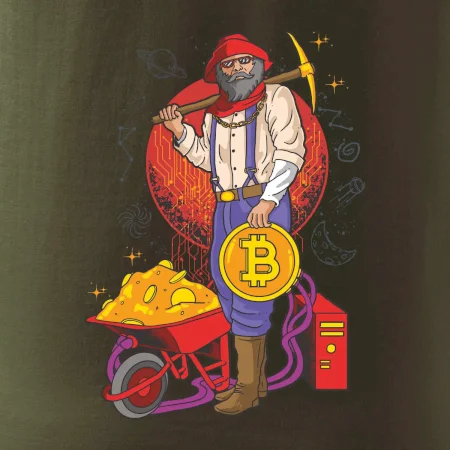 Horník těží bitcoiny