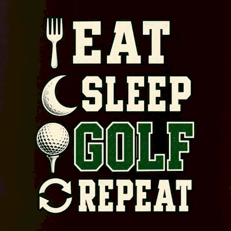 Eat sleep golf repeat typografie