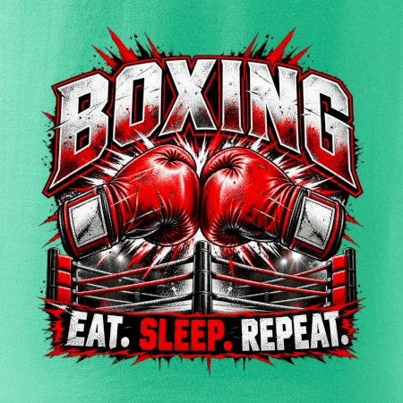 Boxerské rukavice v ringu eat sleep repeat