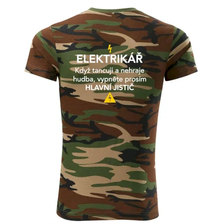 Elektrikář - hlavní jistič - Nápis na zádech