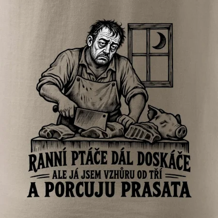 Řezník vzhůru od tří a porcuju prasata