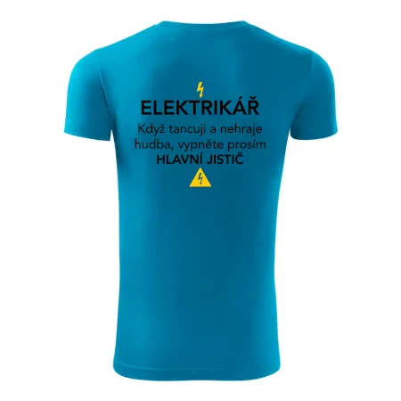Elektrikář - hlavní jistič - Nápis na zádech