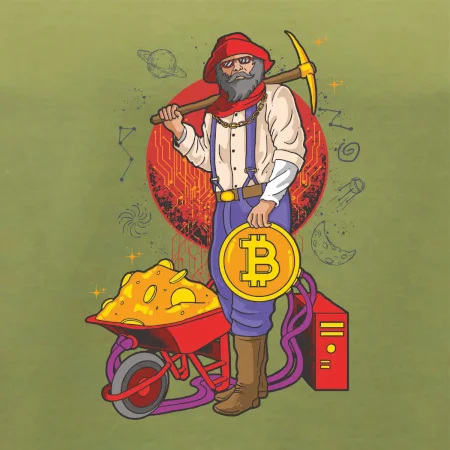 Horník těží bitcoiny