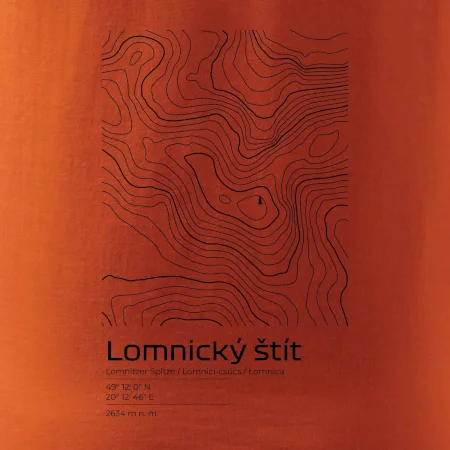 Lomnický štít - vrstevnice v obdélníku