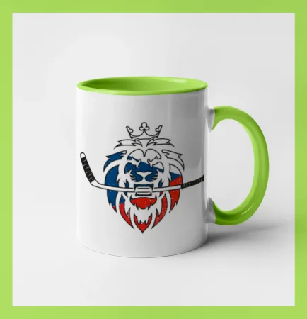 Lev s hokejkou v tlamě - Česká vlajka
