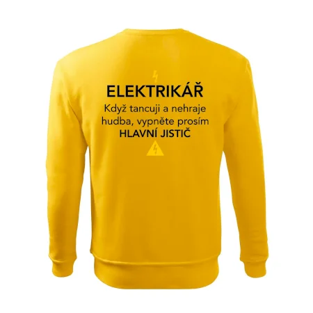 Elektrikář - hlavní jistič - Nápis na zádech