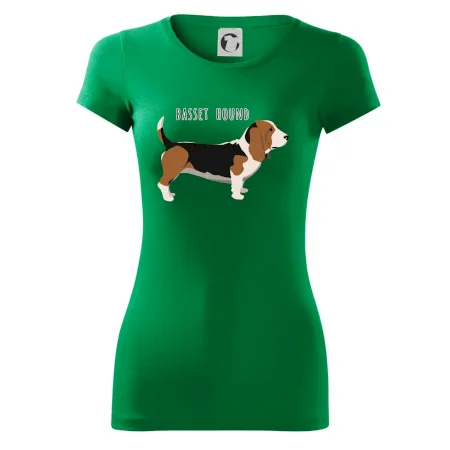 Basset hound pes s nápisem