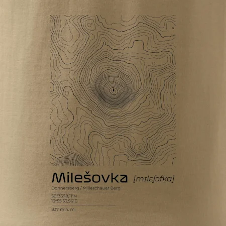Milešovka - vrstevnice v obdélníku