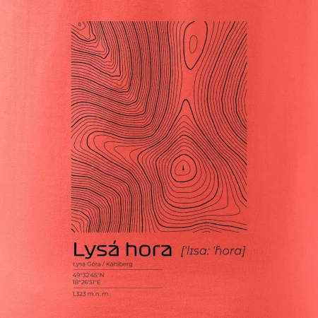 Lysá hora - vrstevnice v obdélníku