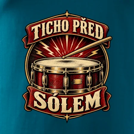 Ticho před sólem - vintage bubenický emblém