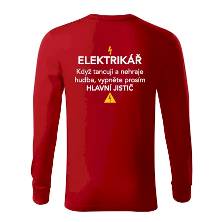 Elektrikář - hlavní jistič - Nápis na zádech