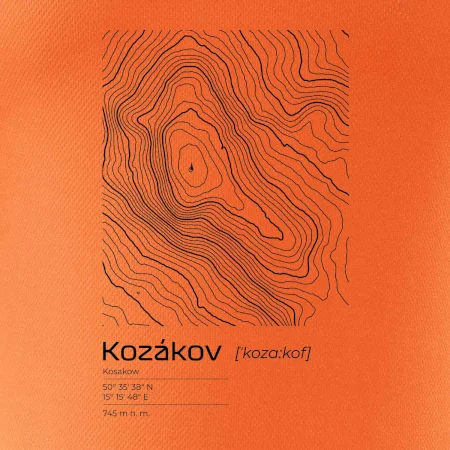 Kozákov - vrstevnice v obdélníku