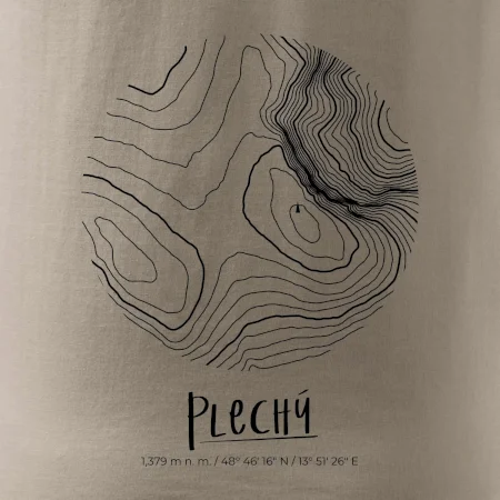 Plechý - vrstevnice v kruhu