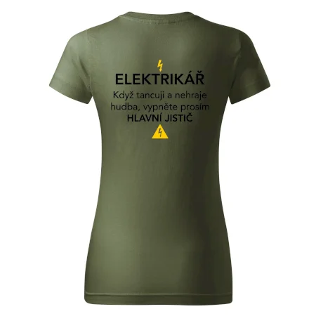 Elektrikář - hlavní jistič - Nápis na zádech