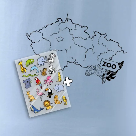 Tričko s mapou + ZOO nažehlovačky