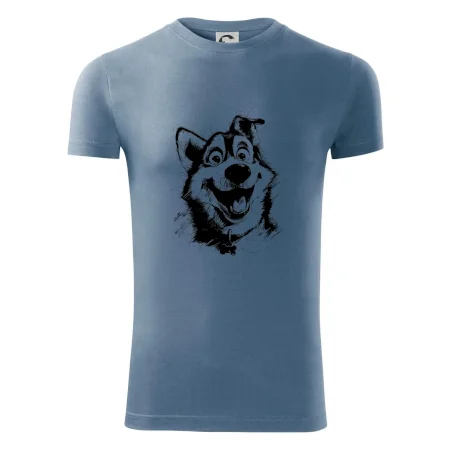 Černobílá karikatura husky