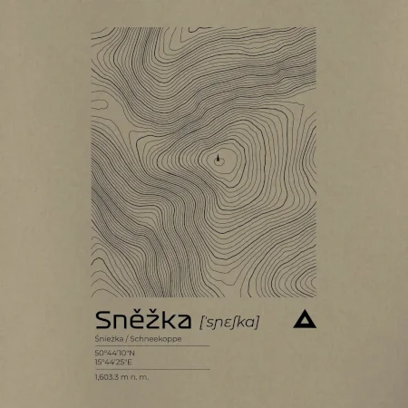 Sněžka - vrstevnice v obdélníku