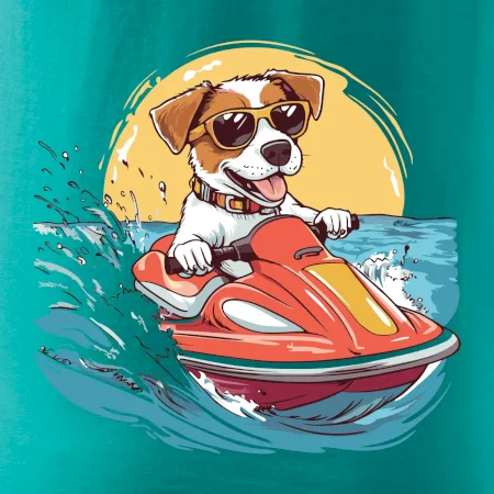 Jack russell teriér na vodním skútru