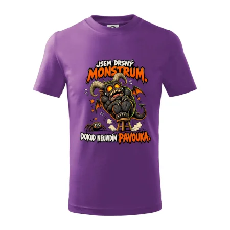 Drsné rohaté monstrum se bojí pavoučka