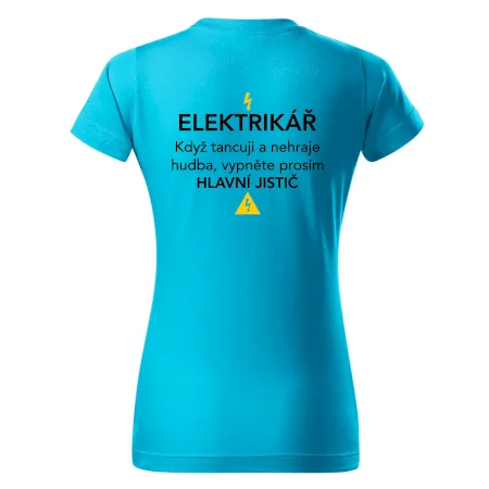 Elektrikář - hlavní jistič - Nápis na zádech