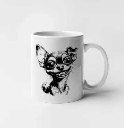 Černobílá karikatura čivava