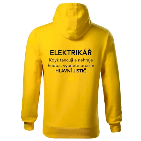 Elektrikář - hlavní jistič - Nápis na zádech