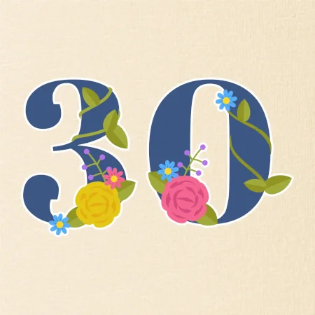 Květinové číslo kreslené - 30