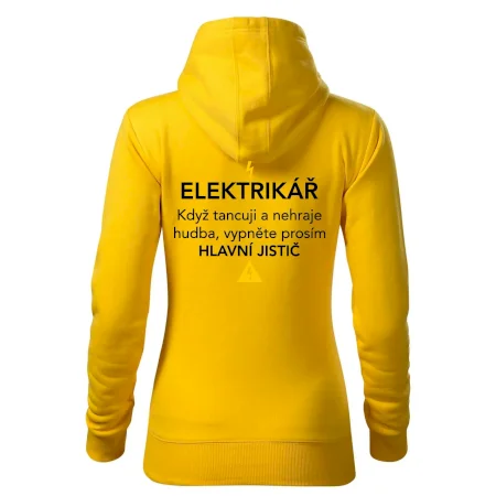 Elektrikář - hlavní jistič - Nápis na zádech