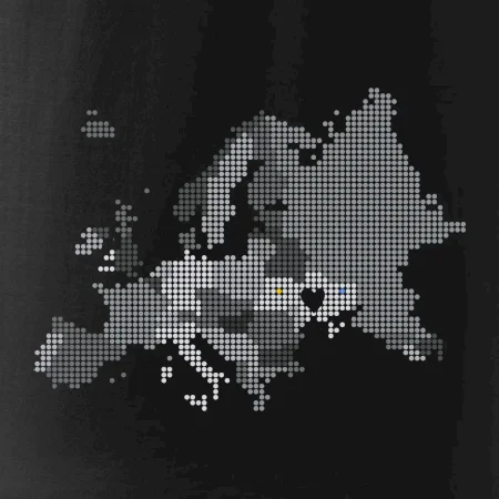 Mapa Evropy - srdce v Ukrajině