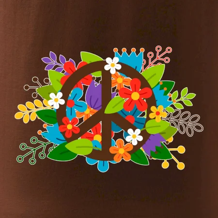 Peace symbol prorostlý květinami