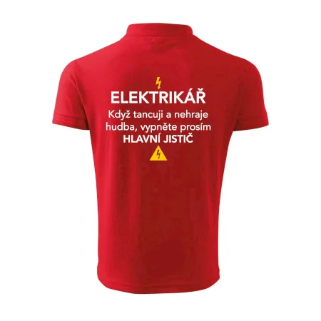 Elektrikář - hlavní jistič - Nápis na zádech