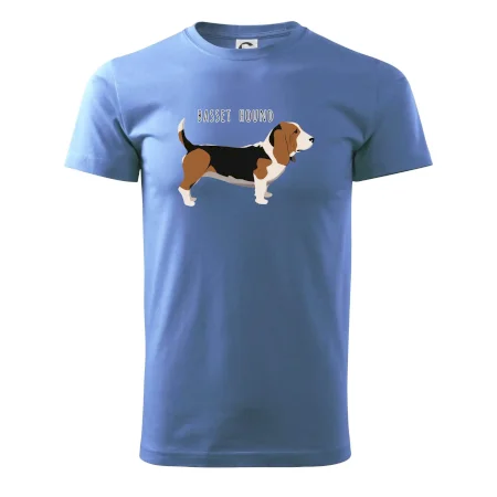 Basset hound pes s nápisem