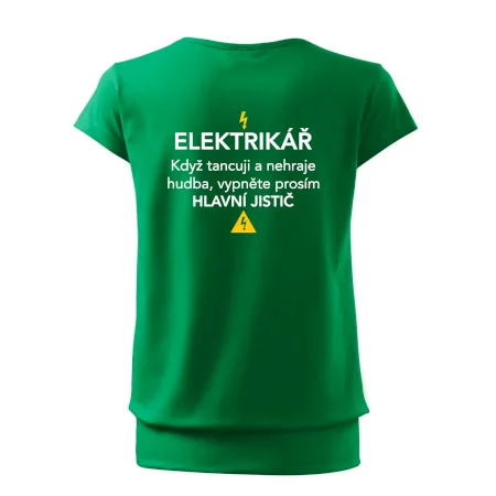 Elektrikář - hlavní jistič - Nápis na zádech