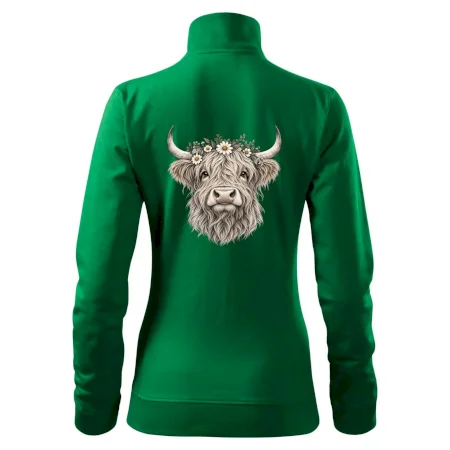 Highlandská kráva s květinami