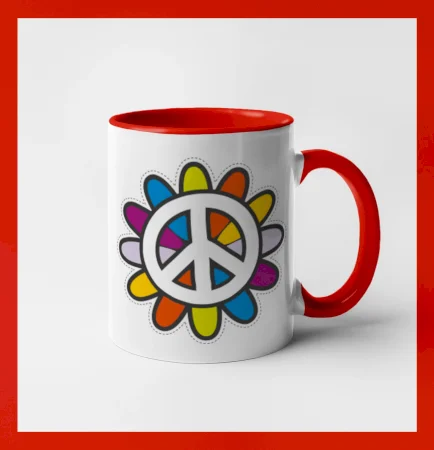 Peace symbol s kreslenou květinou
